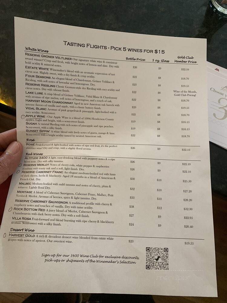 Burntshirt Vineyards - Hendersonville, NC menu_pic
