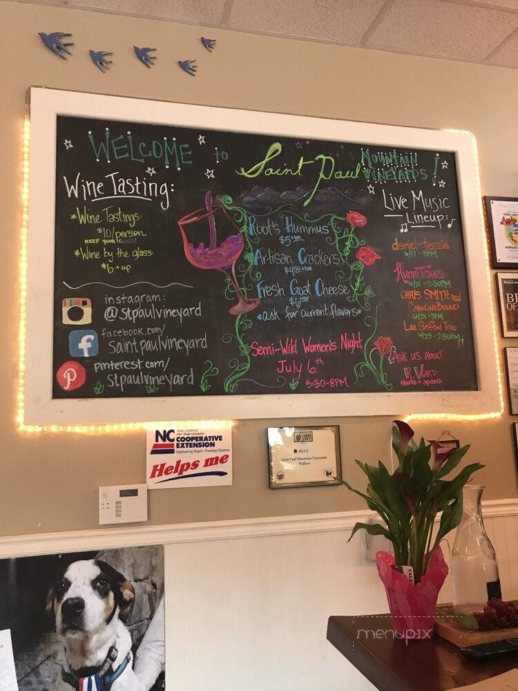 Burntshirt Vineyards - Hendersonville, NC menu_pic