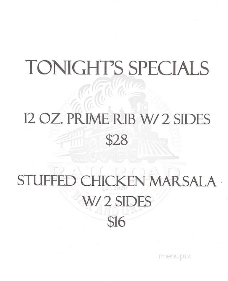Railroad Bar and Grill - Laurinburg, NC menu_pic
