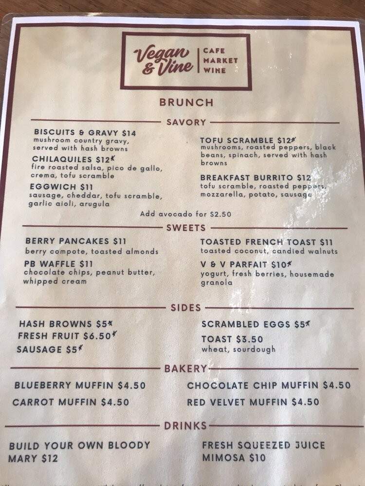Vegan and Vine - Phoenix, AZ menu_pic