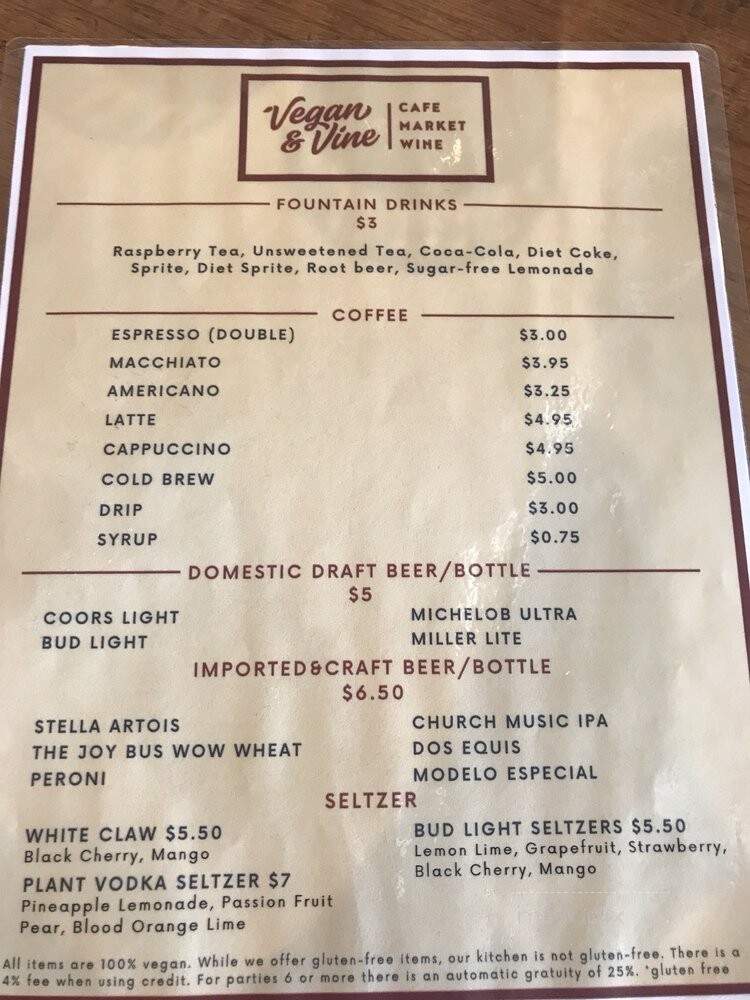 Vegan and Vine - Phoenix, AZ menu_pic