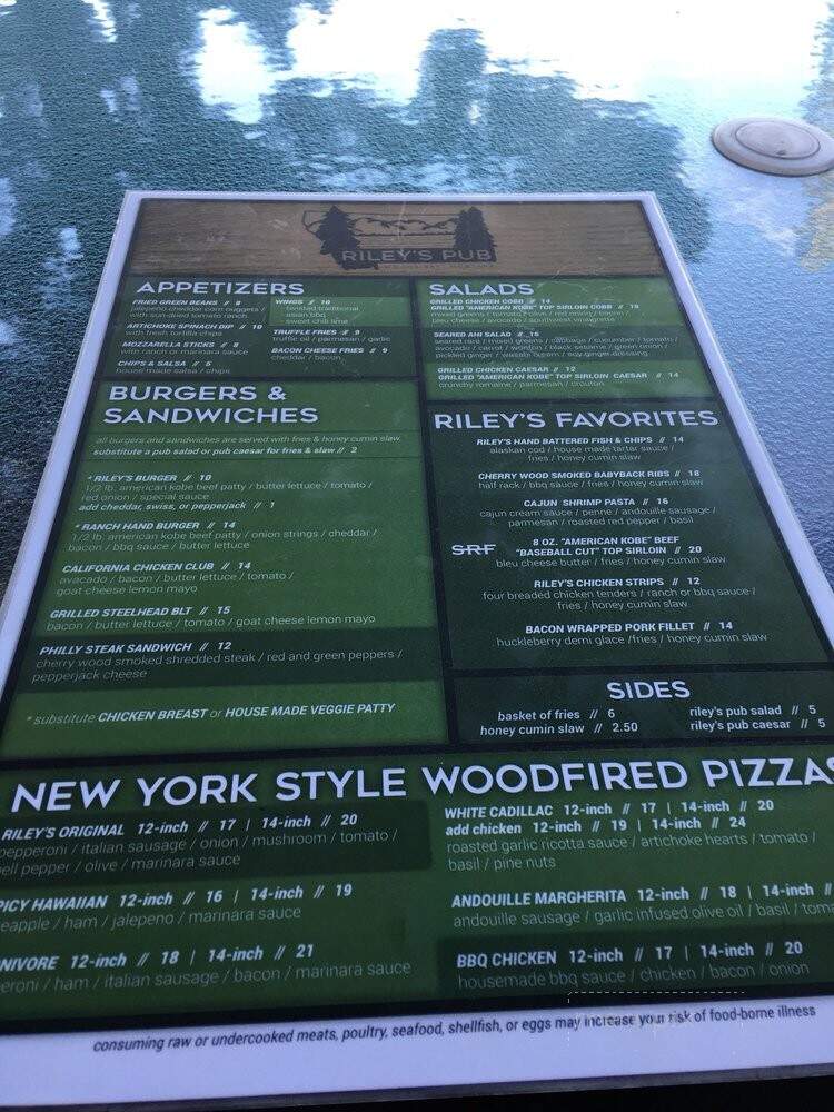 Riley's Sports Bar & Pub at the Mountain Lake Lodge - Bigfork, MT menu_pic
