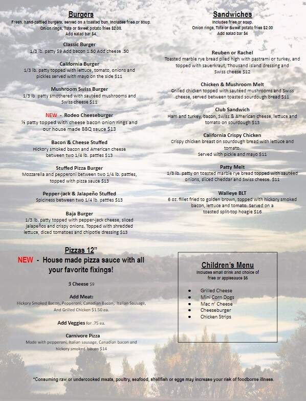 Hub Supper Club - Burtrum, MN menu_pic