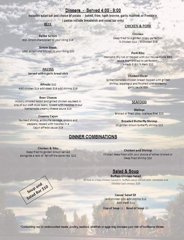Hub Supper Club - Burtrum, MN menu_pic