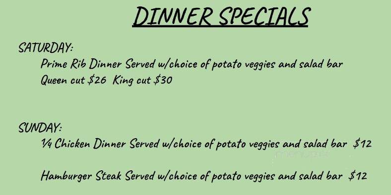 Hub Supper Club - Burtrum, MN menu_pic