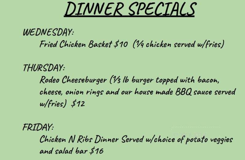 Hub Supper Club - Burtrum, MN menu_pic