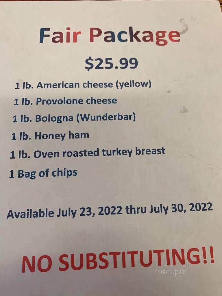Hilltop Meats - Ripley, WV menu_pic