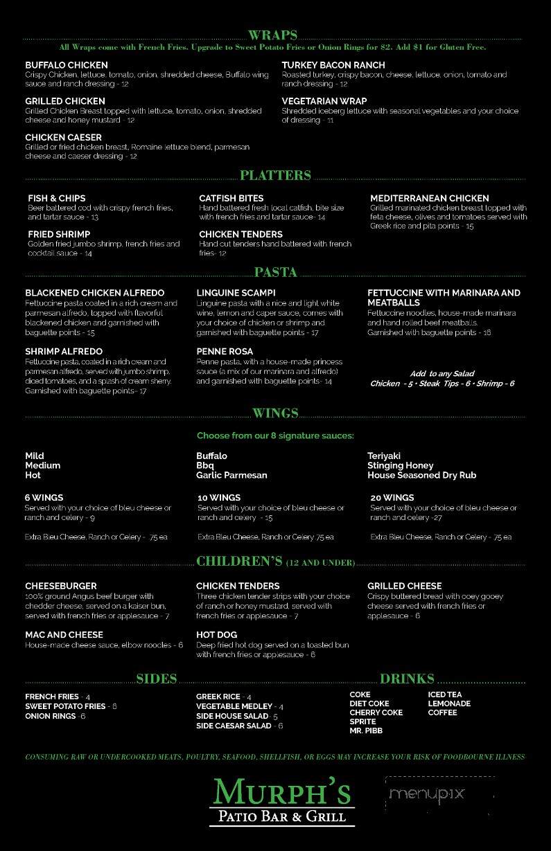 Murphs Patio Bar & Grill - DeLand, FL menu_pic