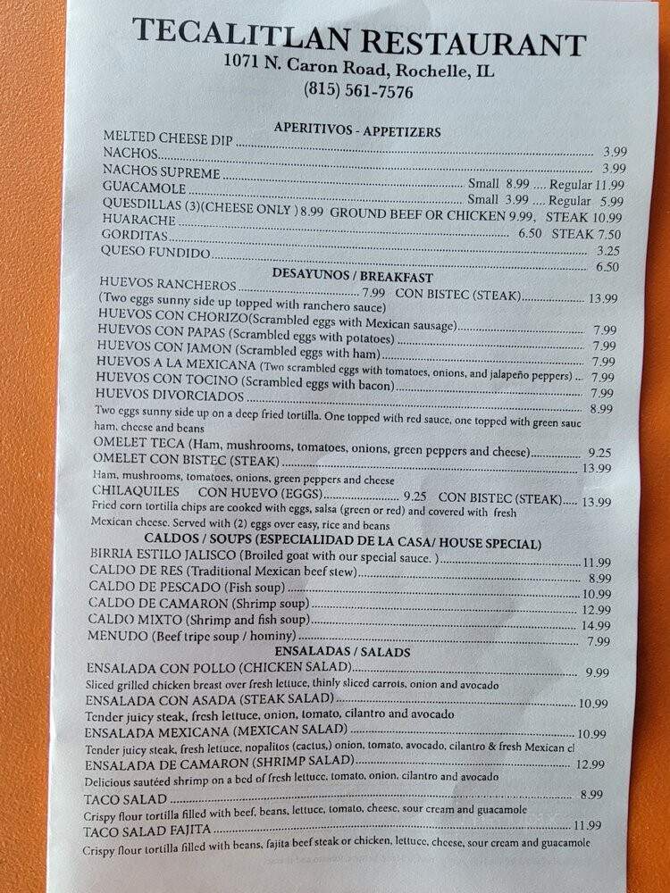 Tecalitlan - Rochelle, IL menu_pic