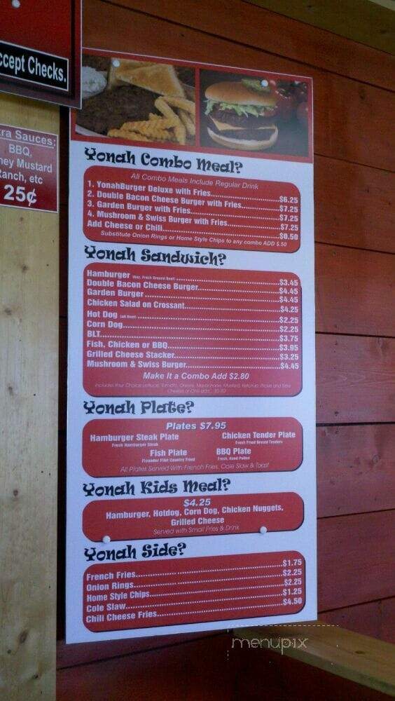 Yonah Burger - Cleveland, GA menu_pic
