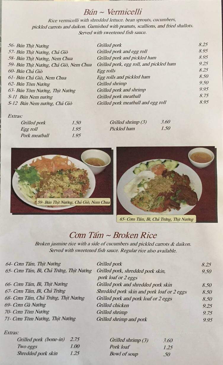 Saigon Cafe - Lancaster, PA menu_pic