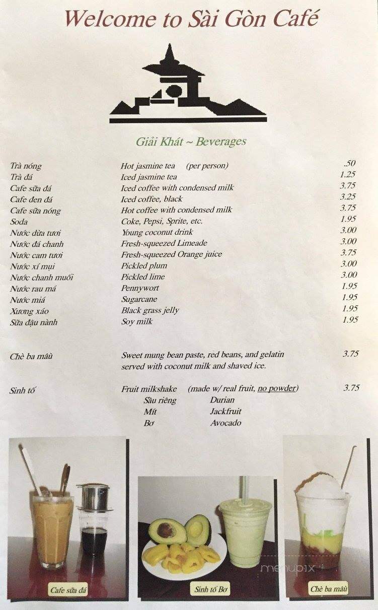 Saigon Cafe - Lancaster, PA menu_pic