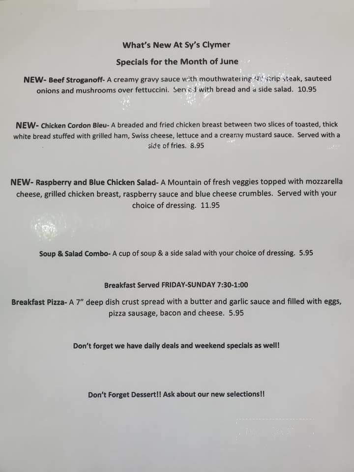 Sy's - Clymer, PA menu_pic