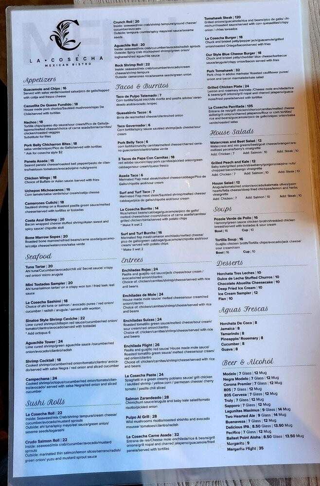 La Cosecha Mexican Bistro - Baldwin Park, CA menu_pic