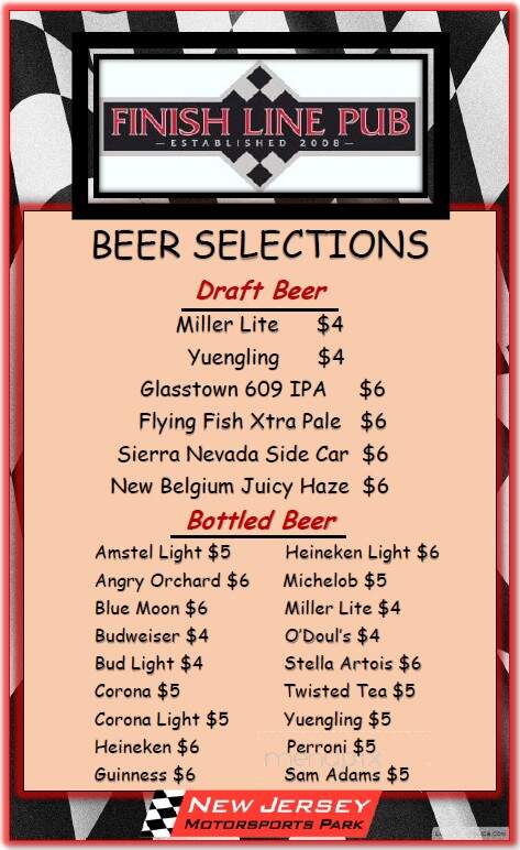 The Finish Line Pub - Millville, NJ menu_pic