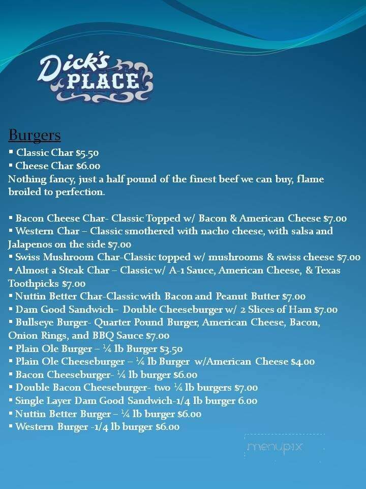 Dick's Place - Lawrence, NE menu_pic