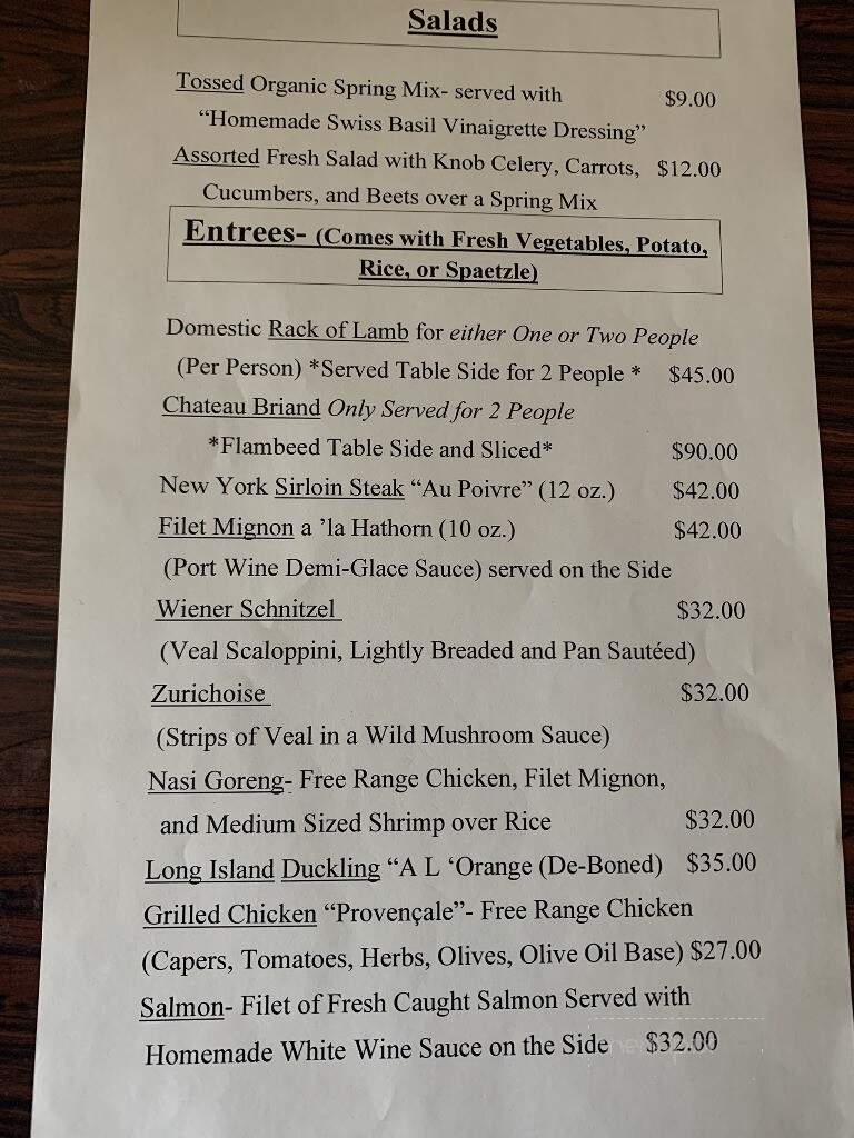 Chateau Hathorn - Warwick, NY menu_pic