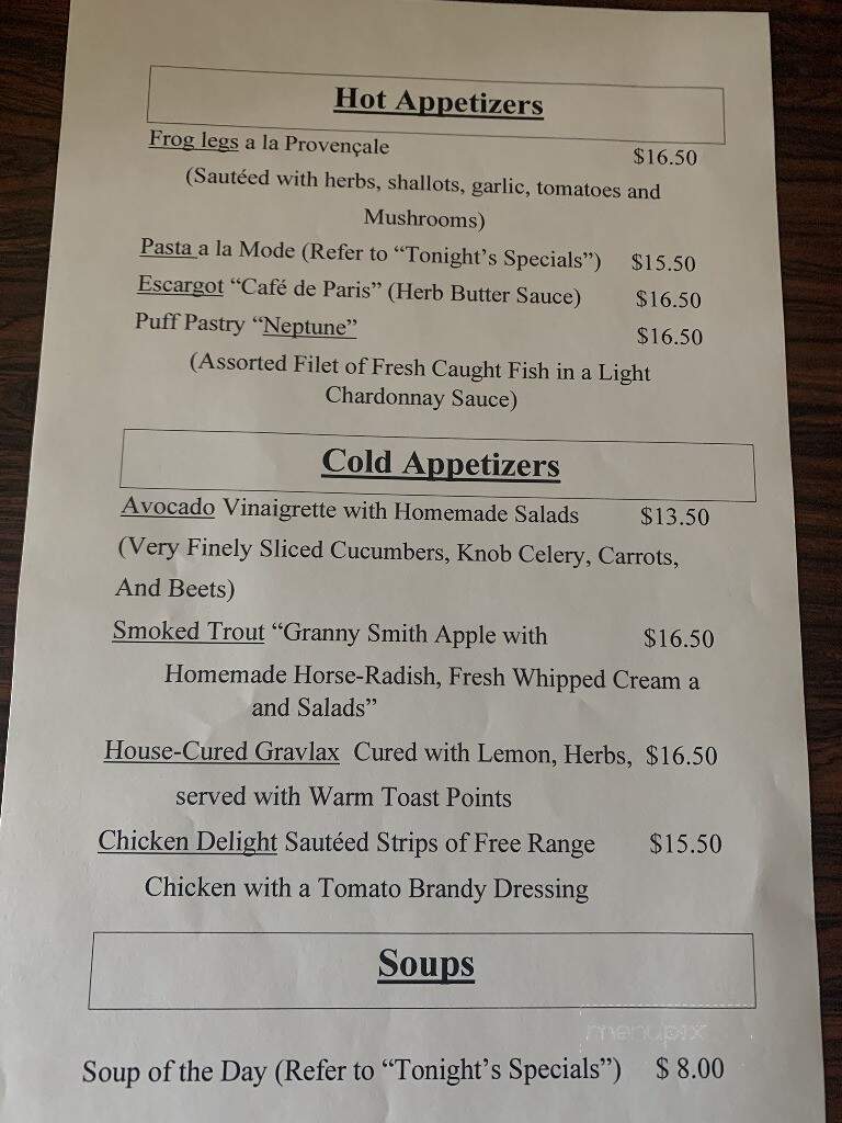 Chateau Hathorn - Warwick, NY menu_pic