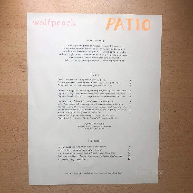 Wolfpeach - Camden, ME menu_pic