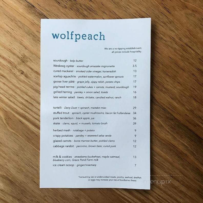 Wolfpeach - Camden, ME menu_pic