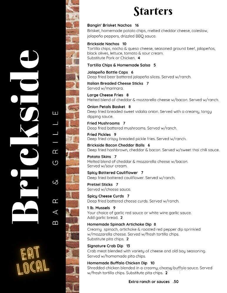 Brickside Bar & Grille - Bridgeport, WV menu_pic