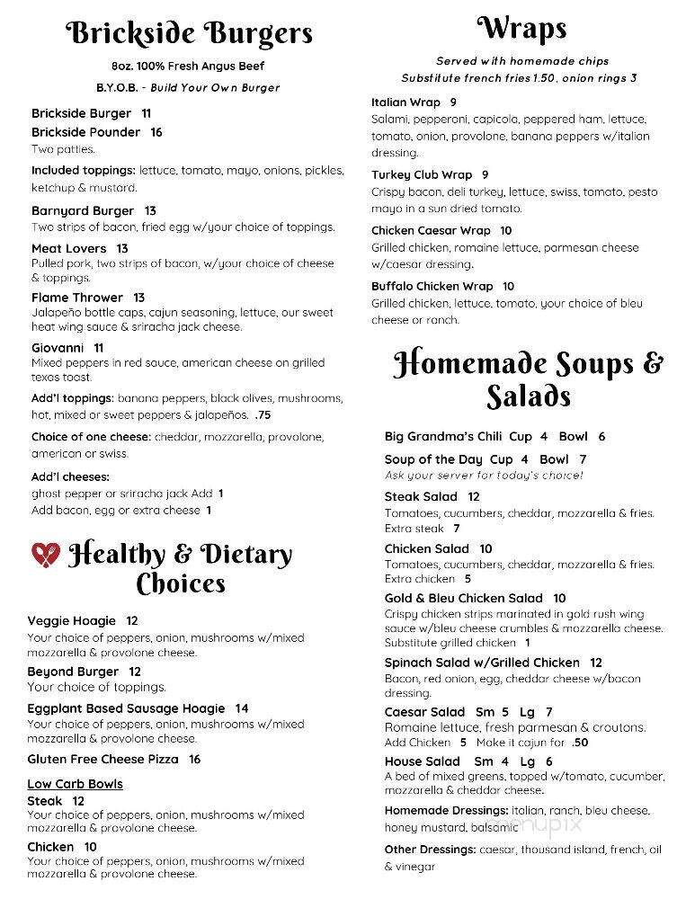 Brickside Bar & Grille - Bridgeport, WV menu_pic
