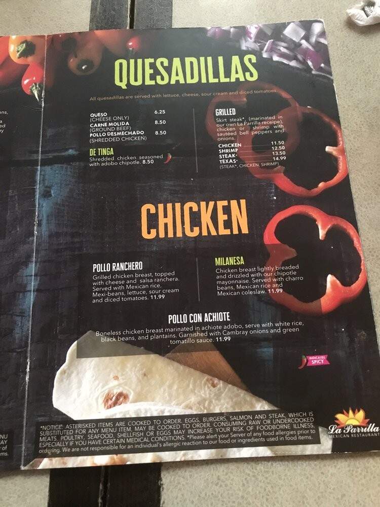 La Parrilla - Mcdonough, GA menu_pic