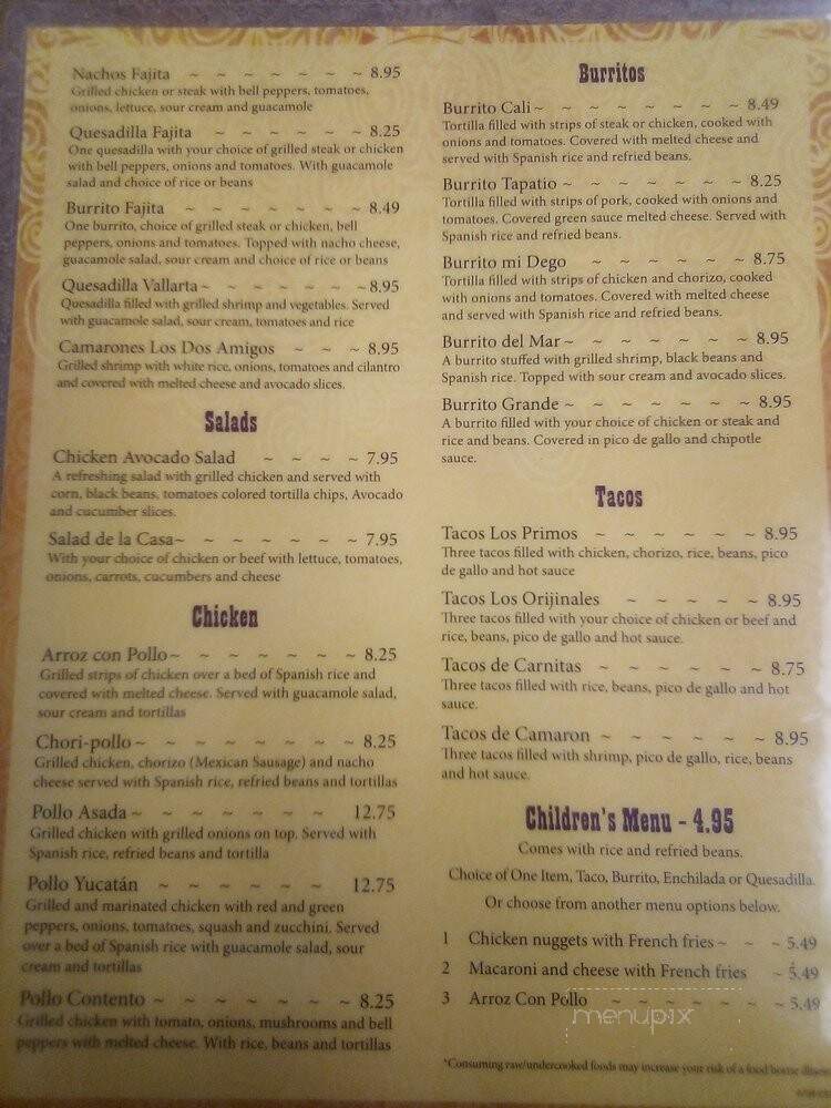 Los Dos Amigos - Bowling Green, VA menu_pic