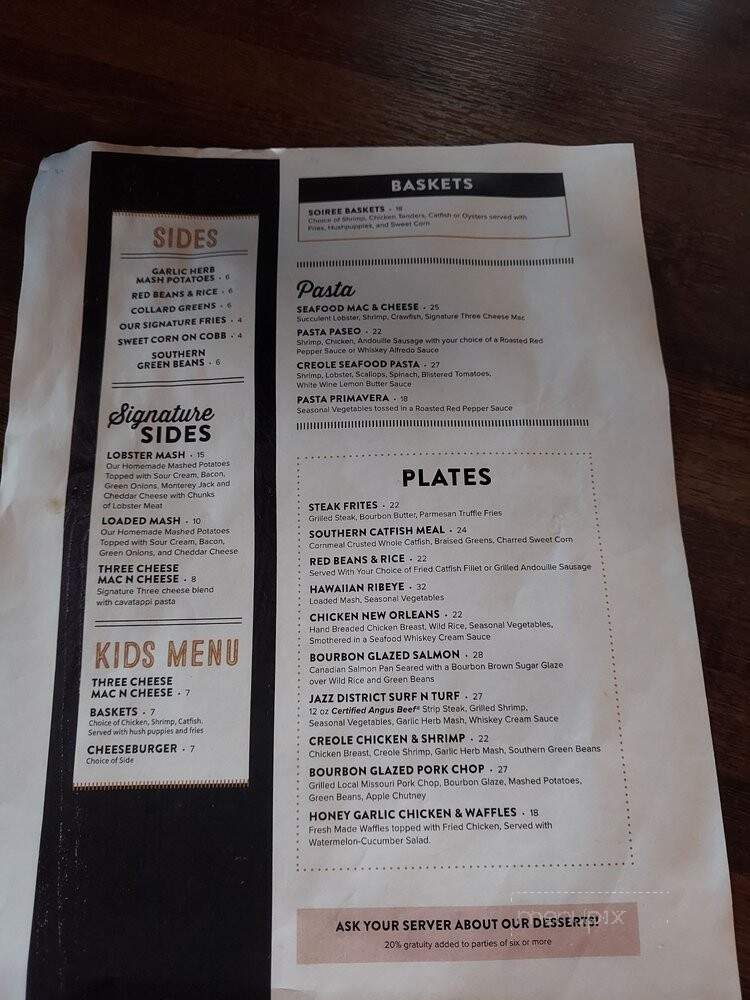 Soiree Steak & Oyster House - Kansas City, MO menu_pic