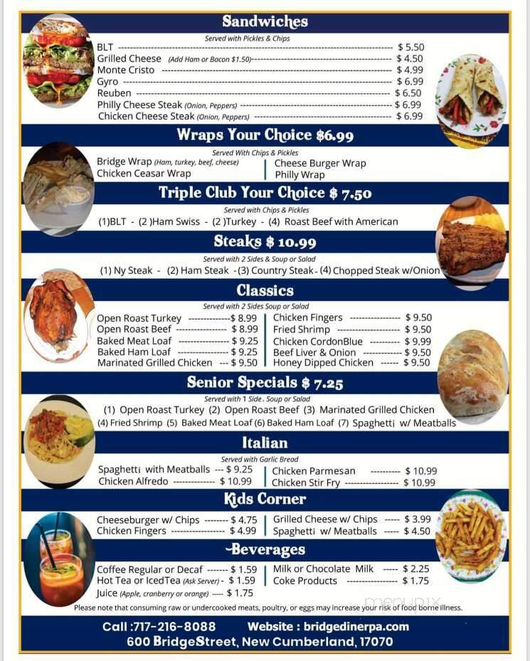 Bridge Diner - New Cumberland, PA menu_pic