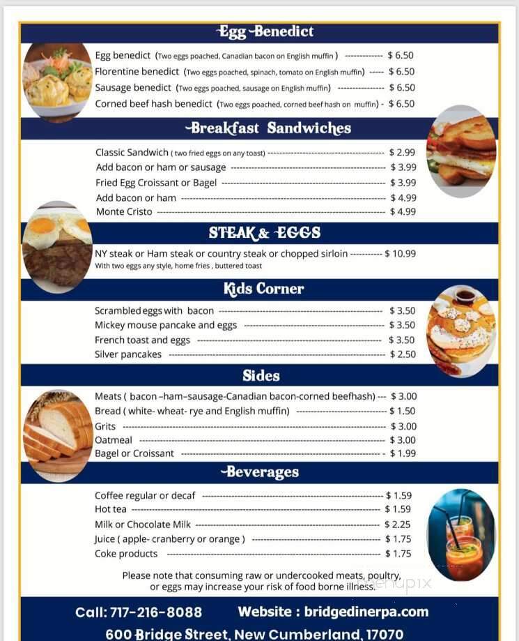 Bridge Diner - New Cumberland, PA menu_pic