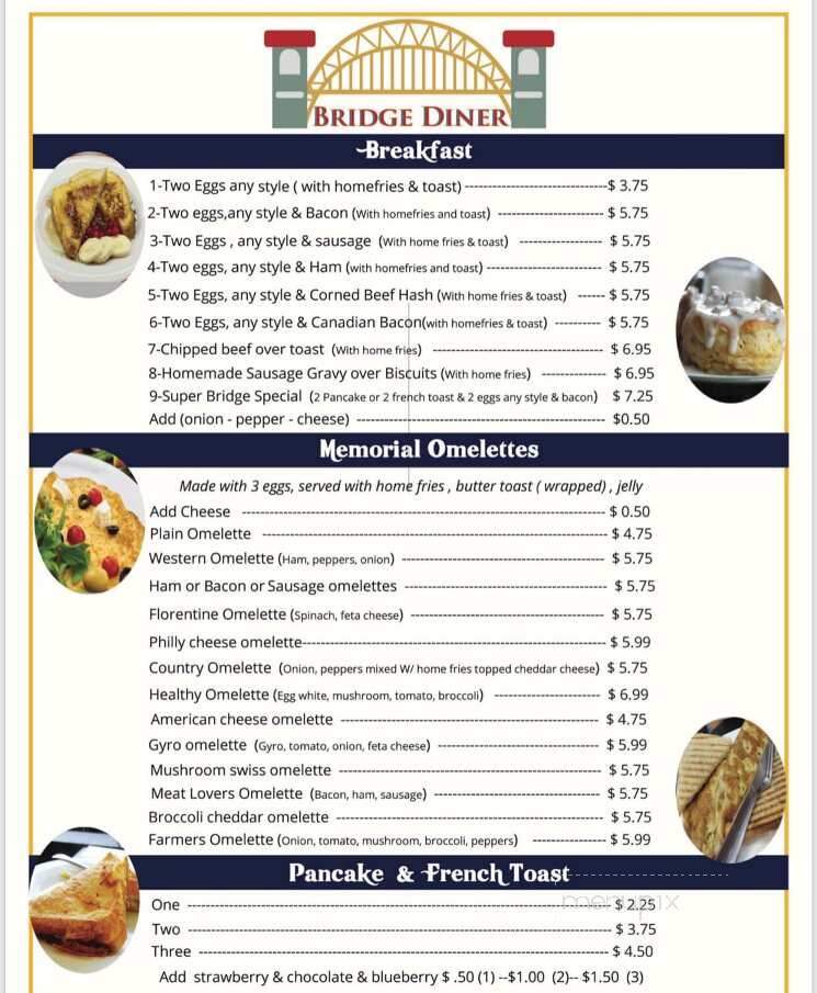 Bridge Diner - New Cumberland, PA menu_pic