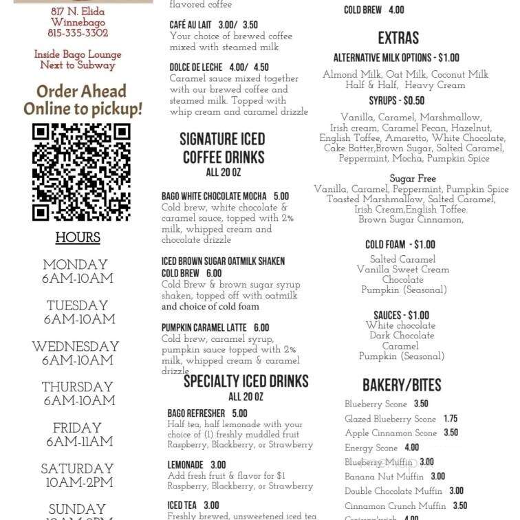 Bago Lounge - Winnebago, IL menu_pic