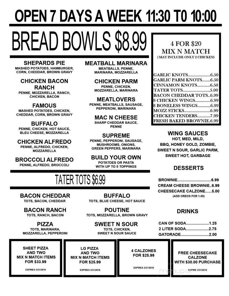 Twisted Calzones - Geneva, NY menu_pic
