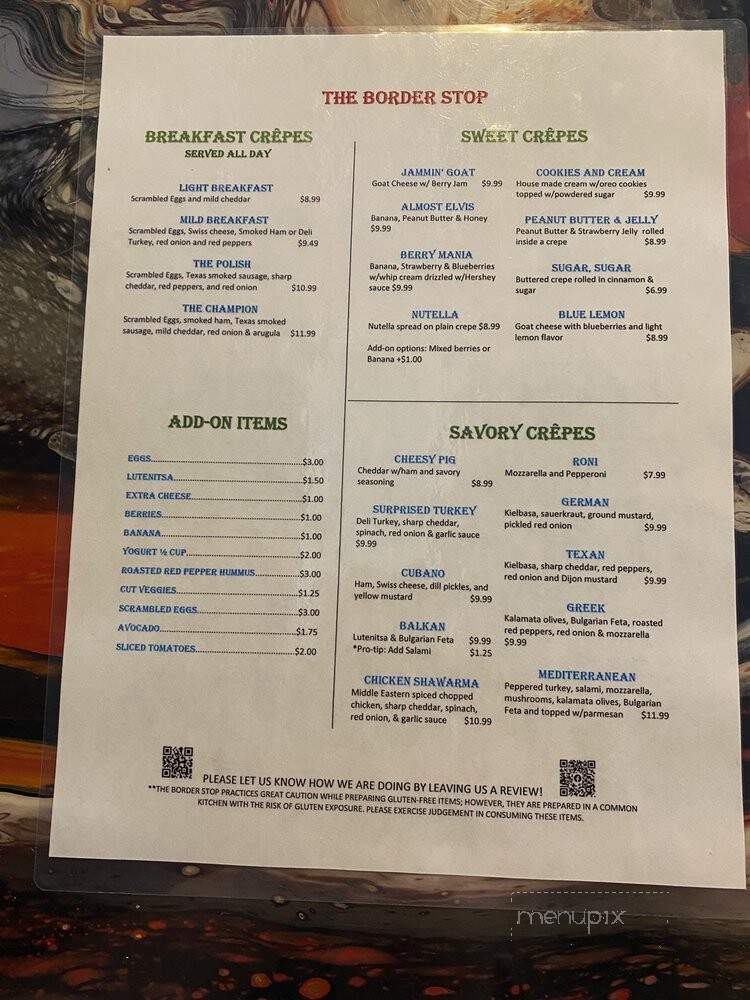 The Border Stop - Post Falls, ID menu_pic