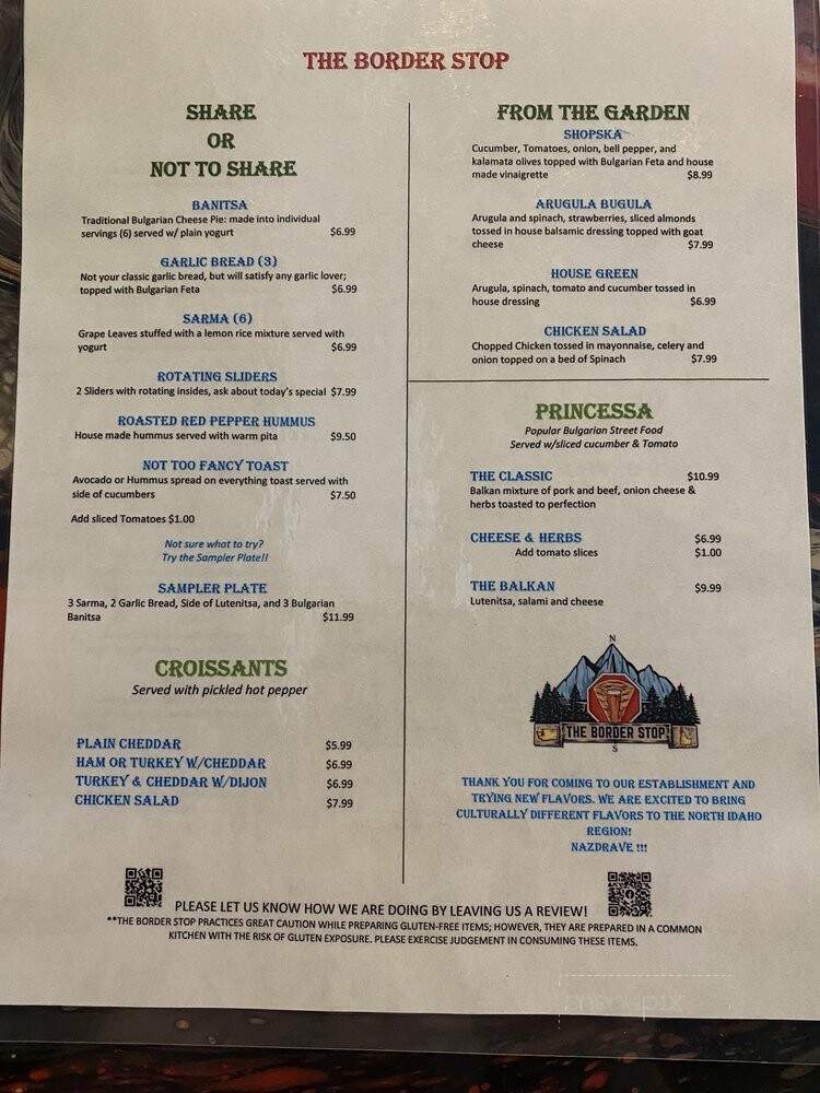 The Border Stop - Post Falls, ID menu_pic