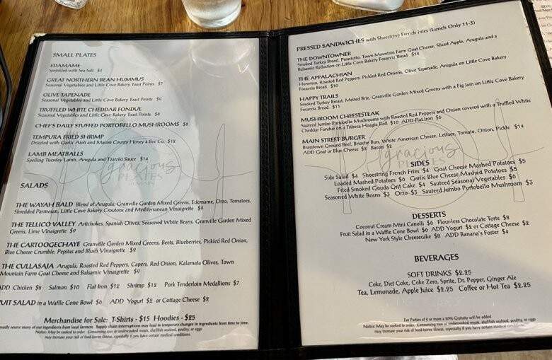 Gracious Plates on Main - Franklin, NC menu_pic