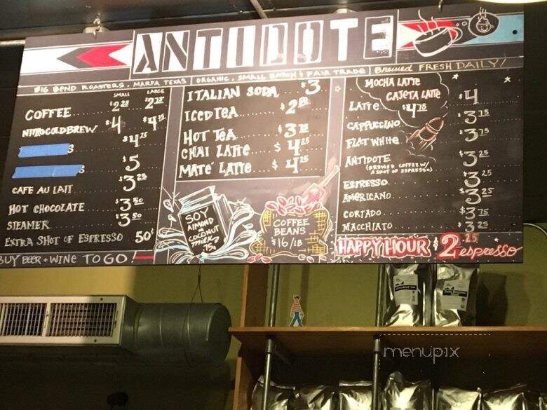 Antidote Coffee - Houston, TX menu_pic