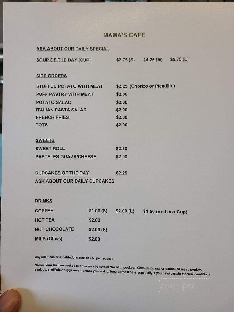 Mama's Cafe - Oatman, AZ menu_pic