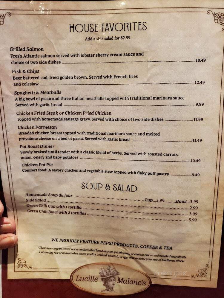 Lucille Malone's - Black Hawk, CO menu_pic