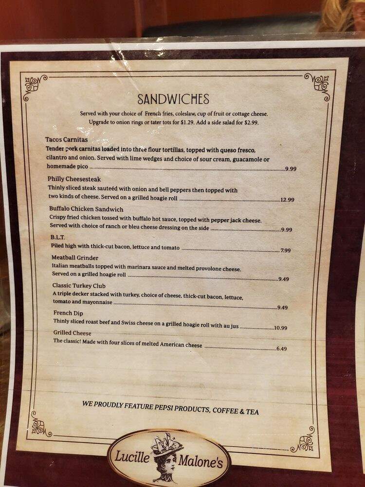 Lucille Malone's - Black Hawk, CO menu_pic