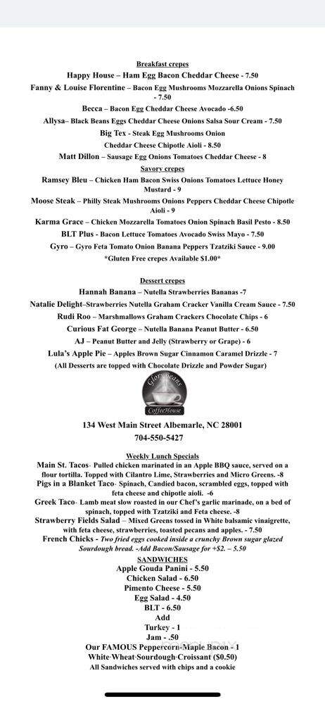 GloryBeans CoffeeHouse - Albemarle, NC menu_pic
