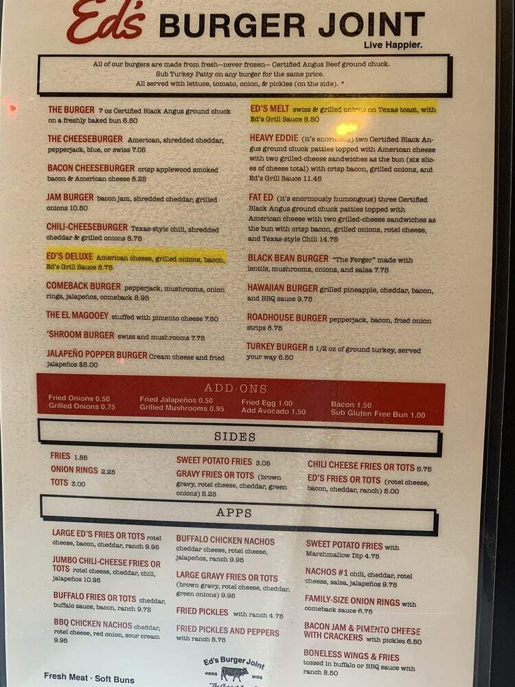 Ed's Burger Joint - Hattiesburg, MS menu_pic