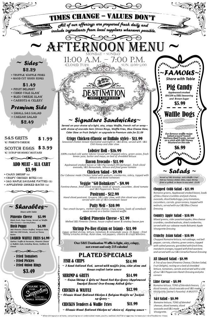 S&S Destination - Chapin, SC menu_pic
