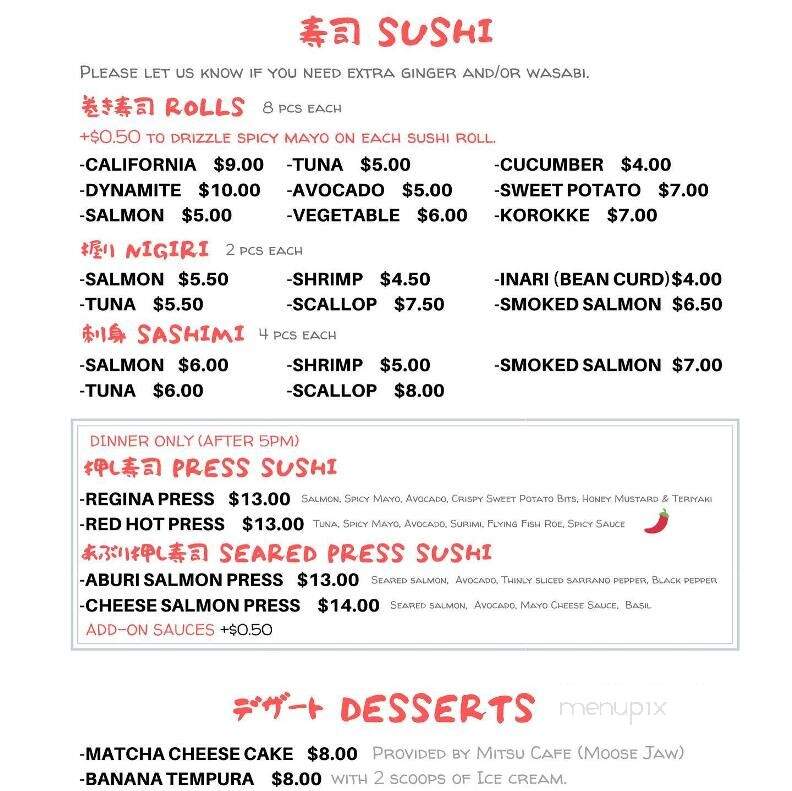 Tipsy Samurai - Regina, SK menu_pic