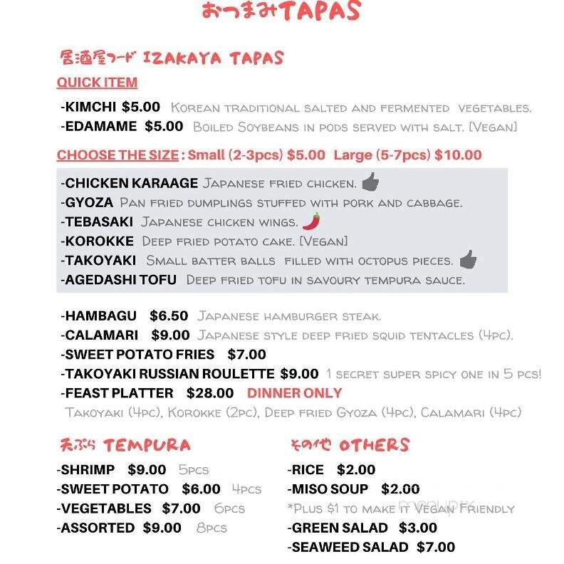 Tipsy Samurai - Regina, SK menu_pic