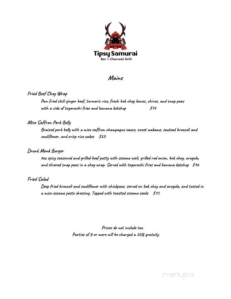 Tipsy Samurai - Regina, SK menu_pic