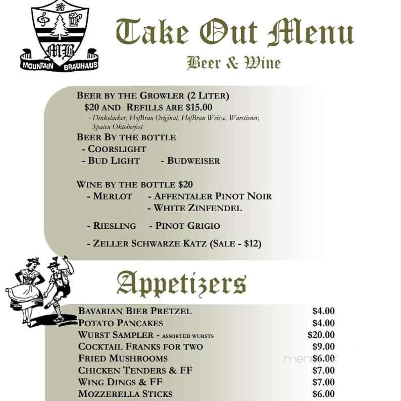 Crystal Brook Mountain Brauhaus - Round Top, NY menu_pic