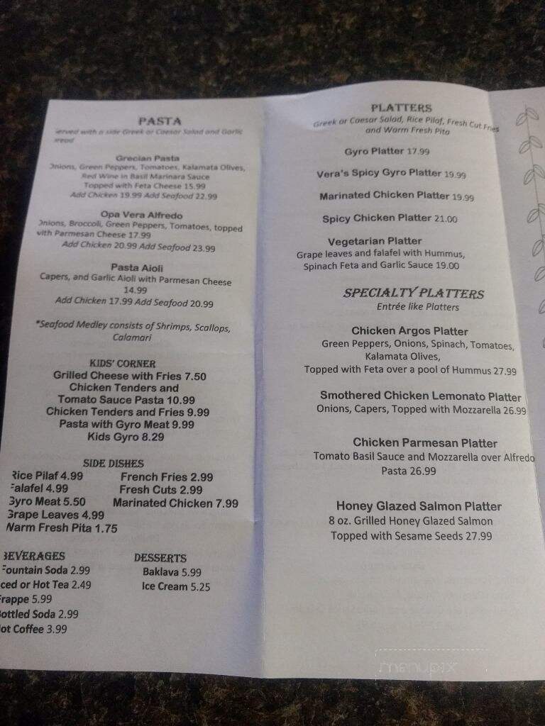 Opa Vera's Restaurant - Pottstown, PA menu_pic