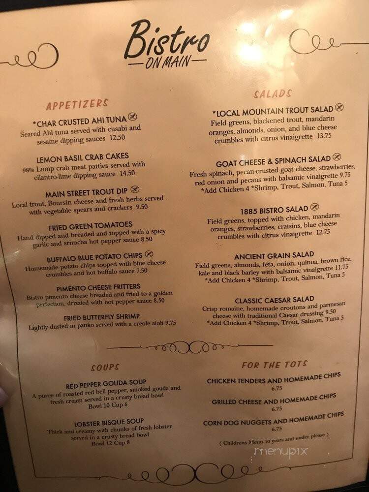 Bistro on Main - Highlands, NC menu_pic